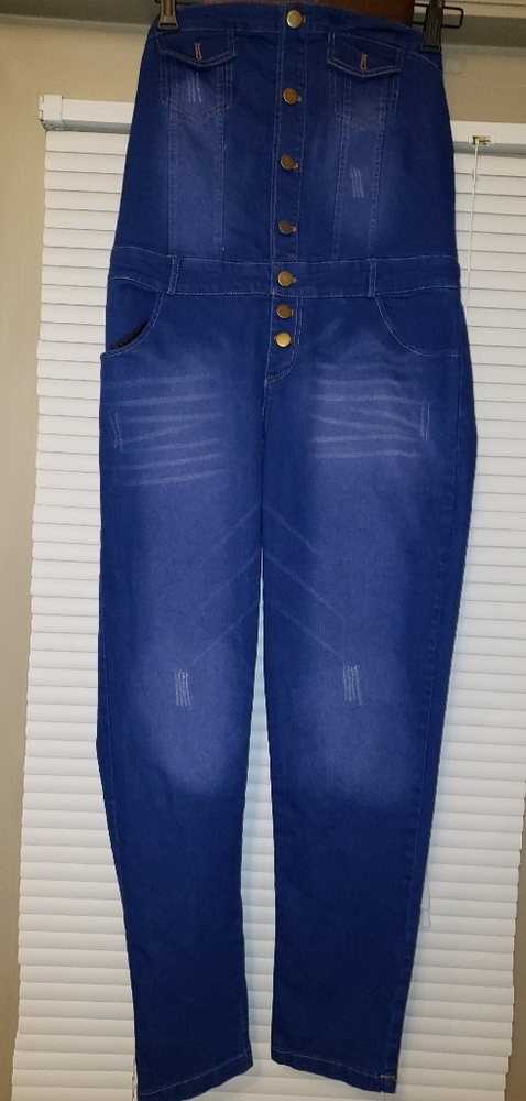 Strapless jean jumpsuit